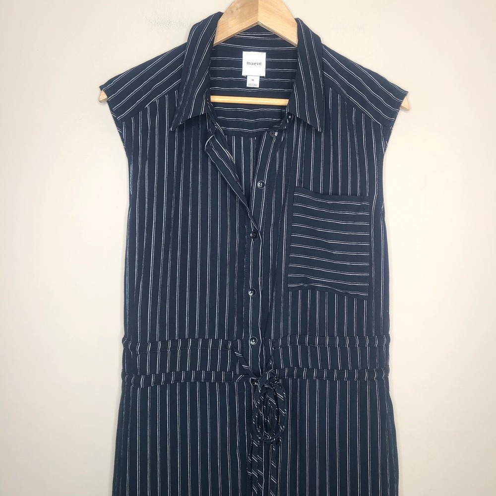 Anthropologie Maeve Easy Sleeveless‎ Shirt Jumpsuit Sz M Slimming Relaxed - Picture 2 of 10